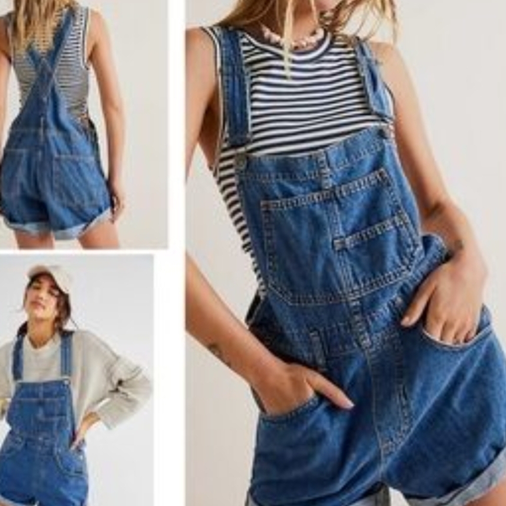 We The Free Blue Denim Overalls
